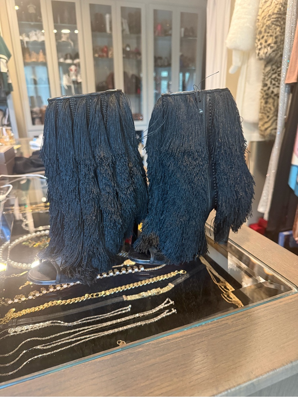 Christian Louboutin Fringe peep tow Zaza